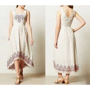 Anthropologie Holding Horses Boho Cissie Embroidered High-Low Midi Dress Sz 0